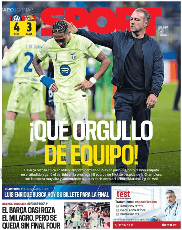 Capa jornal Sport 2025-05-07