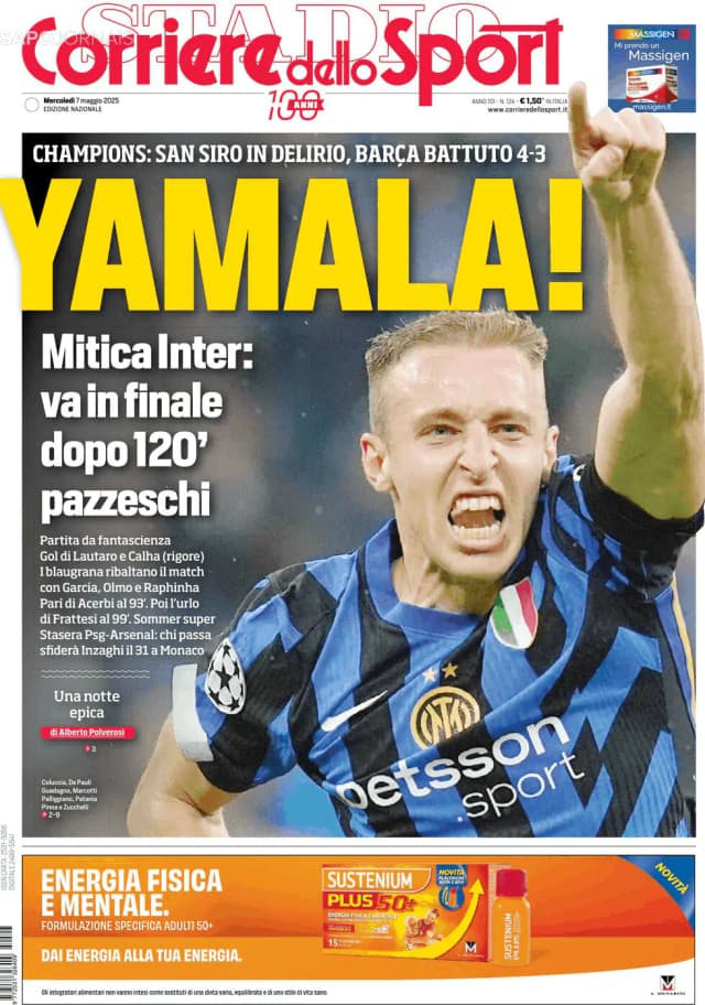 Capa jornal Corriere dello Sport 2025-05-07