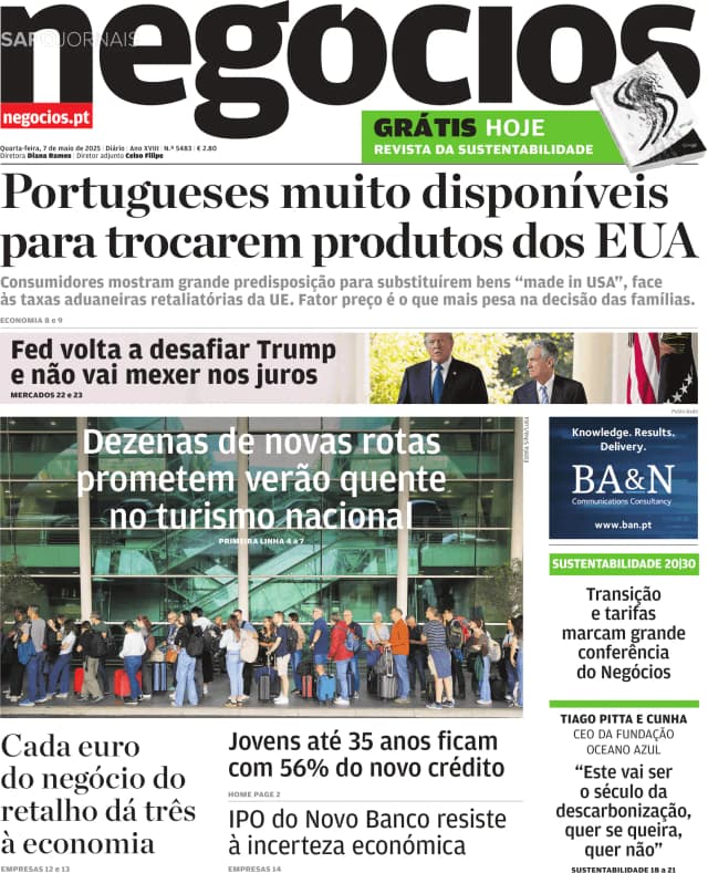 Capa jornal Jornal de Negócios 2025-05-07