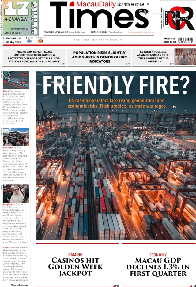 Capa jornal Macau Daily Times 2025-05-07