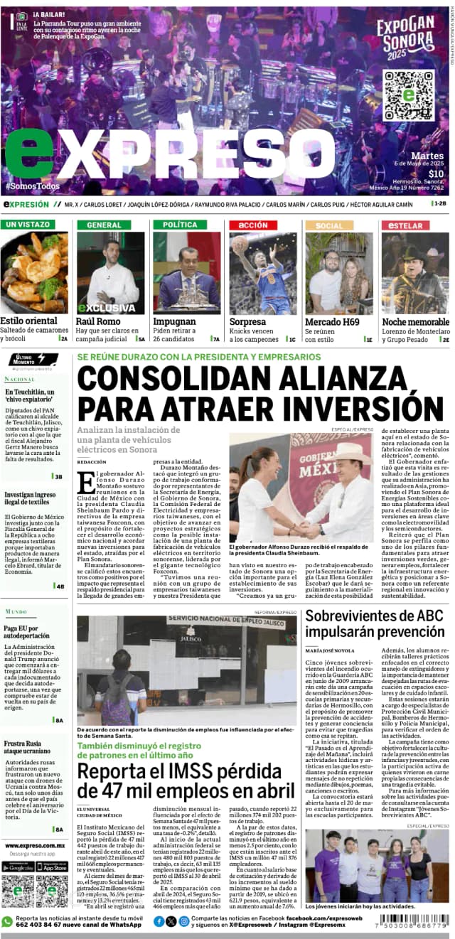 Capa jornal Expreso 2025-05-06