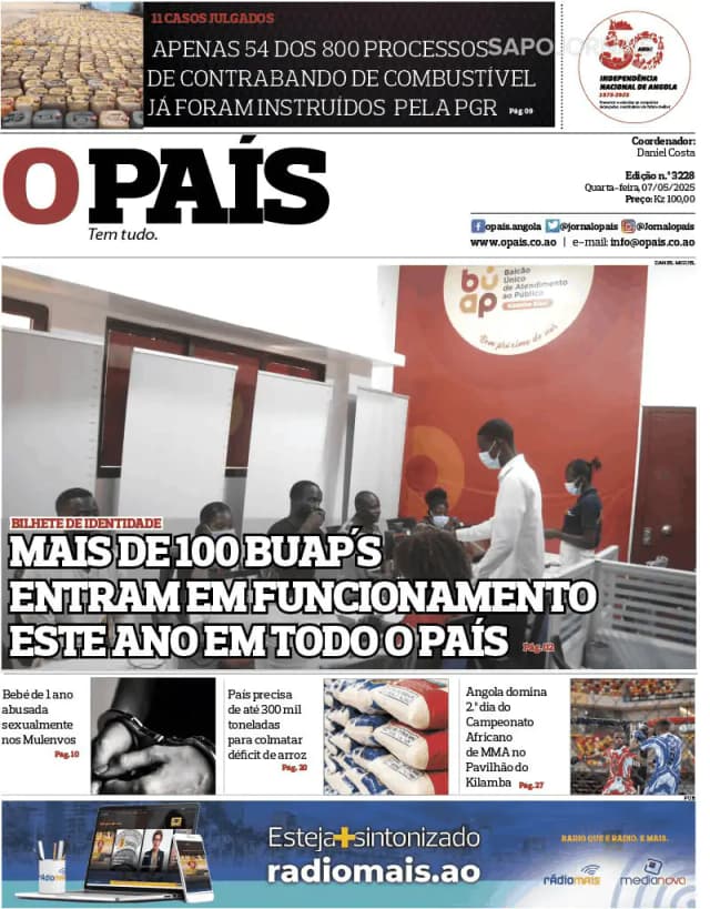 Capa jornal O País 2025-05-07