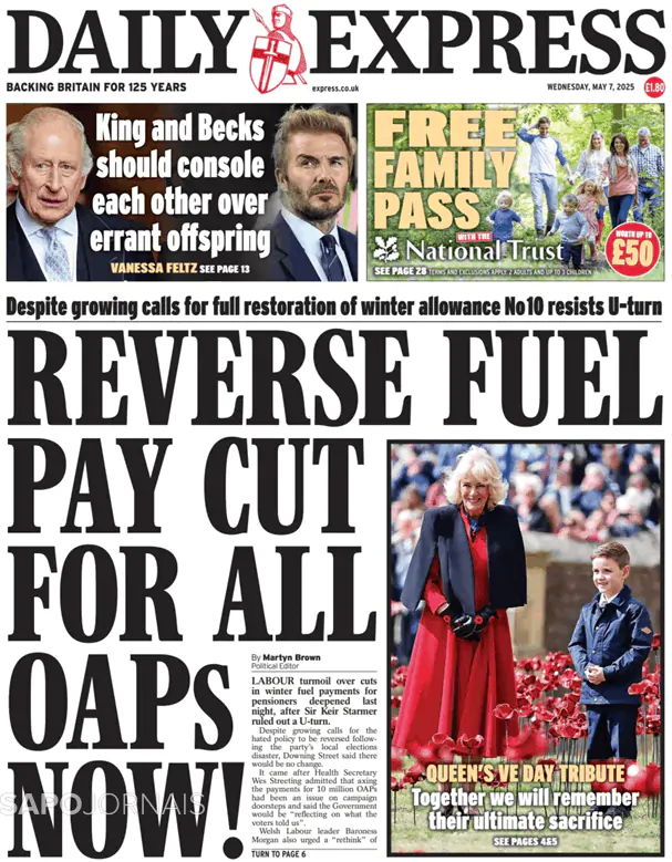 Capa jornal Daily Express 2025-05-07