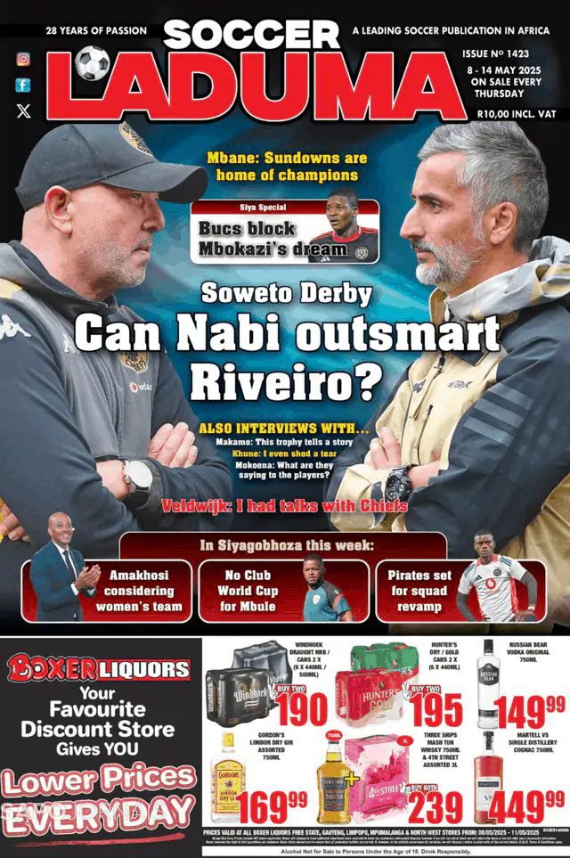 Capa jornal Soccer Laduma 2025-05-08