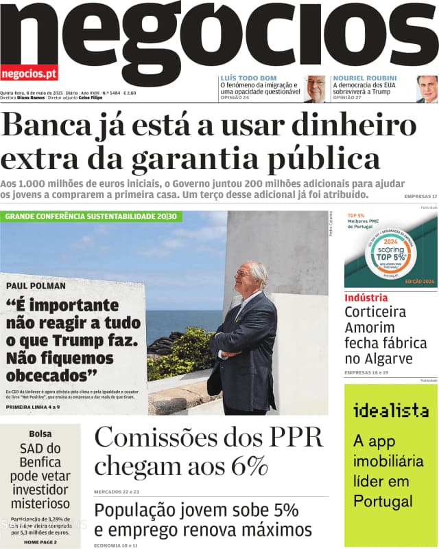 Capa jornal Jornal de Negócios 2025-05-08