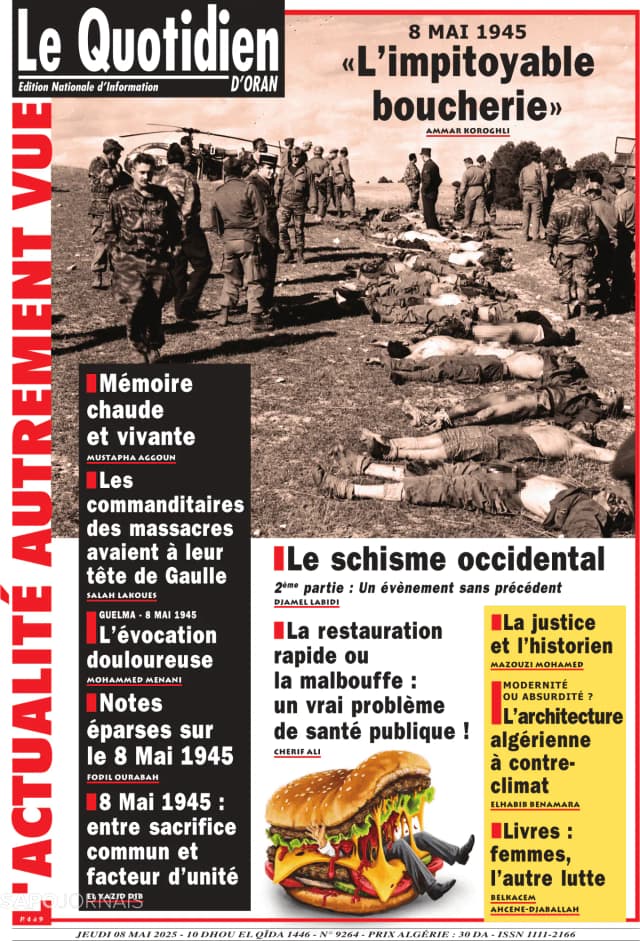 Capa jornal Le Quotidien D’Oran 2025-05-08