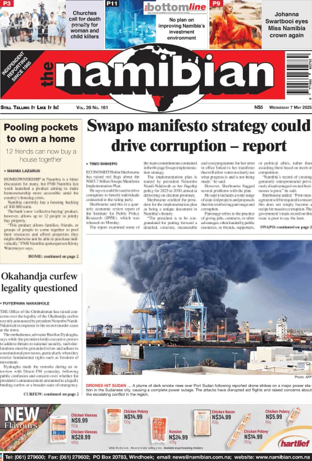Capa jornal The Namibian 2025-05-07