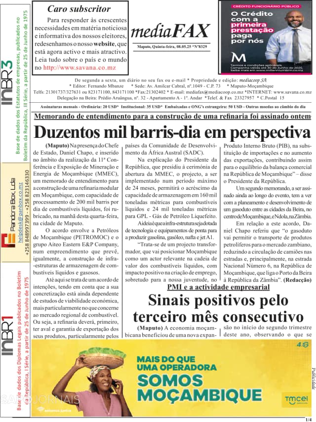 Capa jornal Mediafax 2025-05-08
