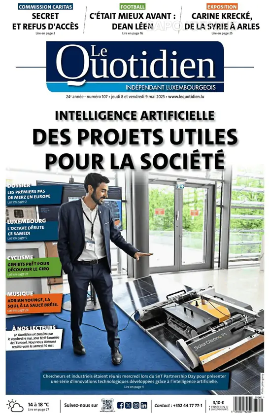 Capa jornal Le Quotidien 2025-05-08