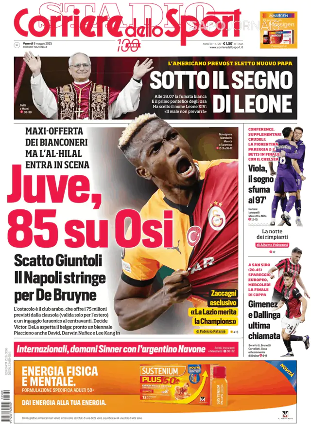 Capa jornal Corriere dello Sport 2025-05-09