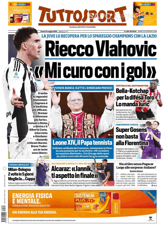 Capa jornal Tuttosport 2025-05-09