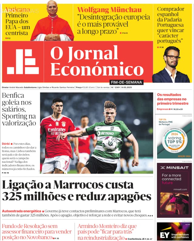 Capa jornal O Jornal Económico 2025-05-09