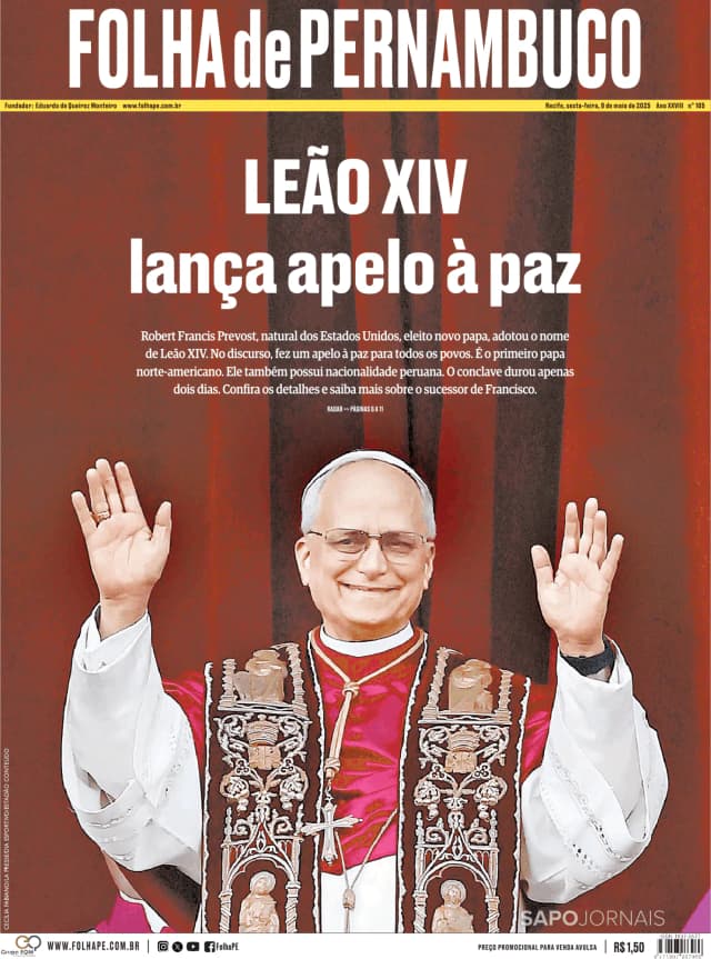 Capa jornal Folha de Pernambuco 2025-05-09