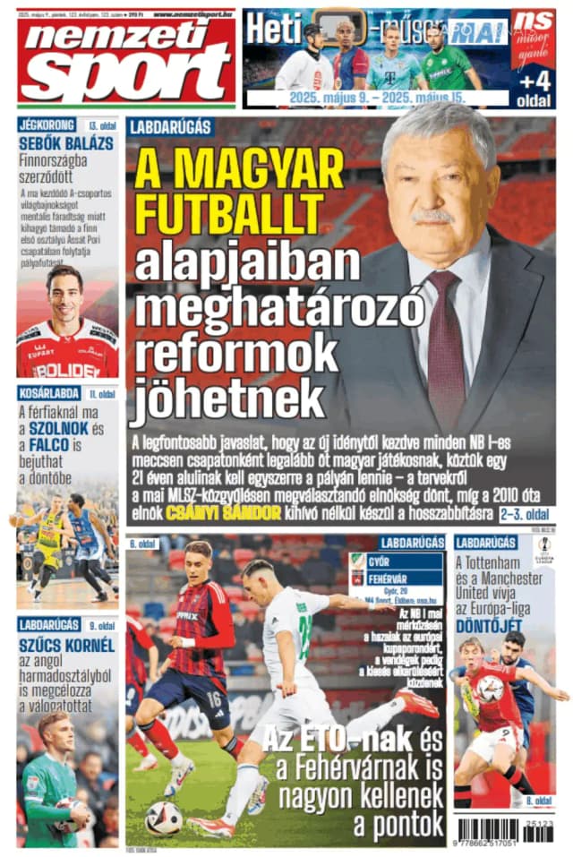 Capa jornal Nemzeti Sport 2025-05-09