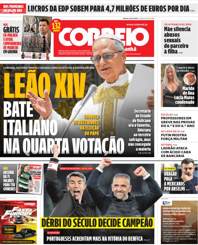 Capa jornal Correio da Manhã 2025-05-10