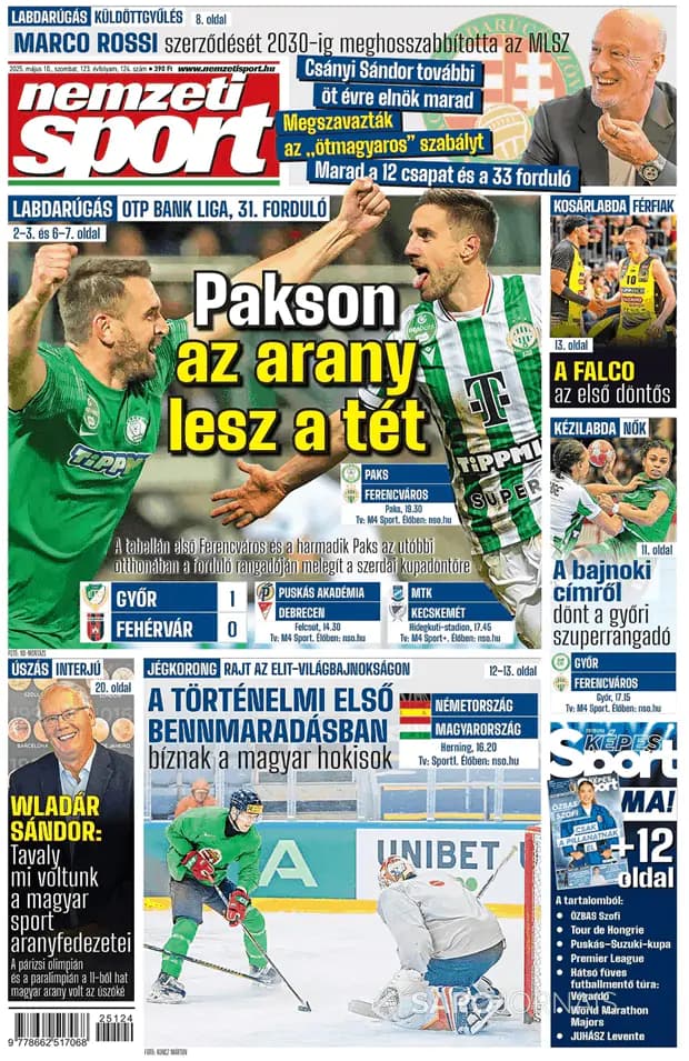 Capa jornal Nemzeti Sport 2025-05-10