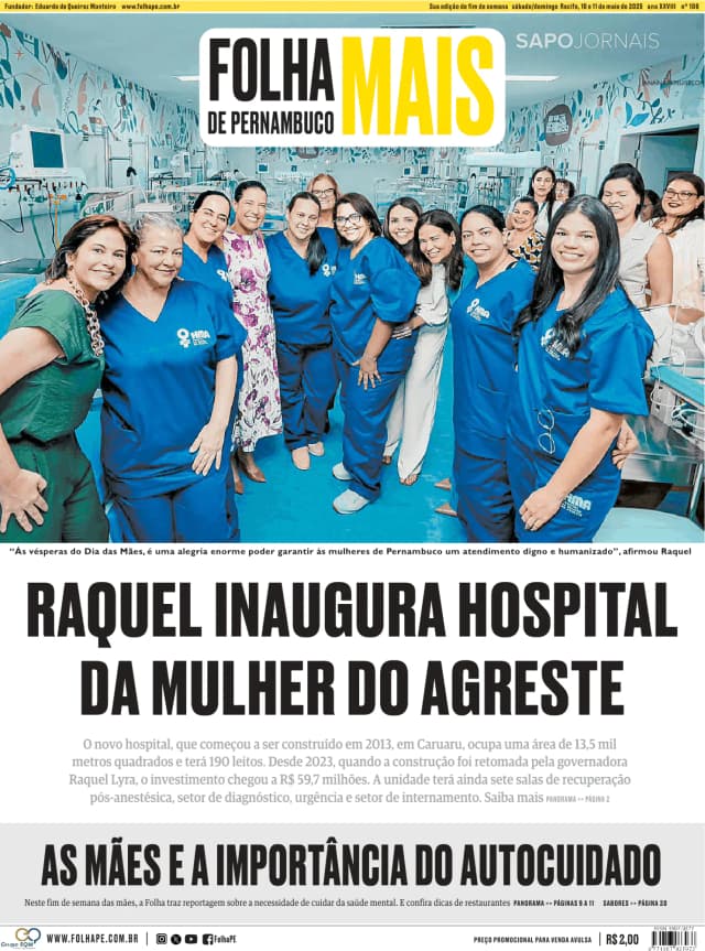 Capa jornal Folha de Pernambuco 2025-05-10