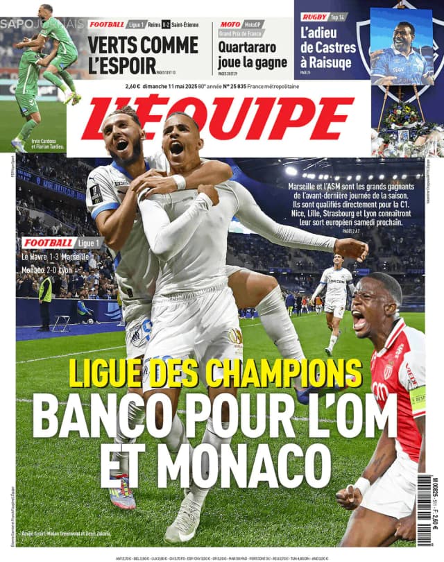 Capa jornal L'Équipe 2025-05-11