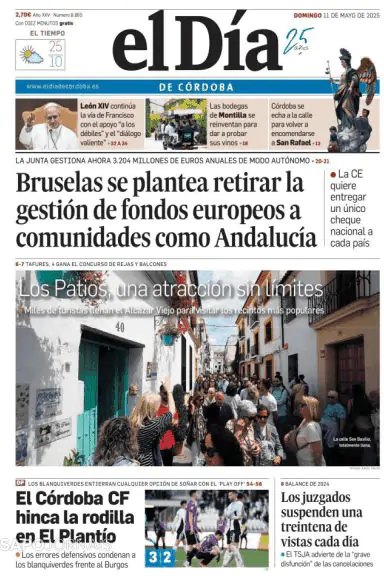 Capa jornal El Día de Córdoba 2025-05-11