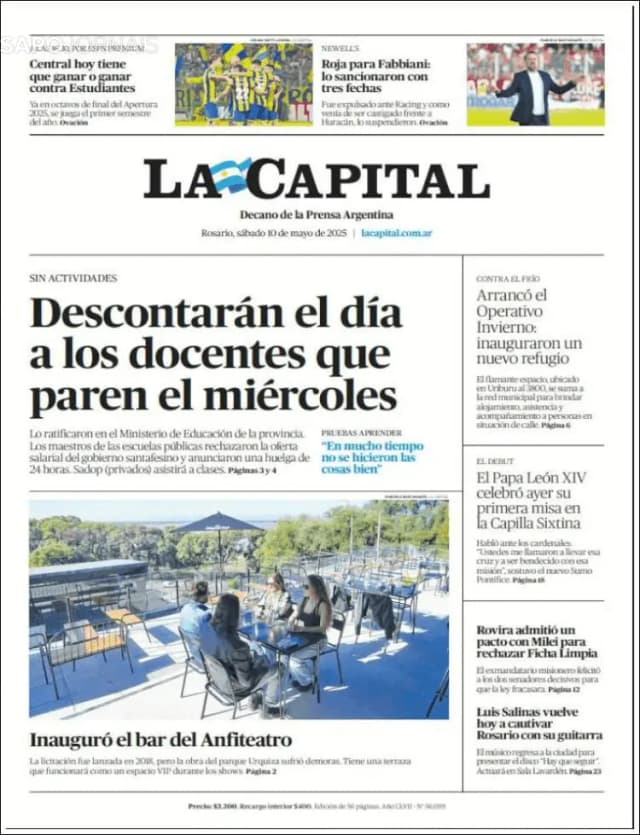 Capa jornal La Capital 2025-05-10