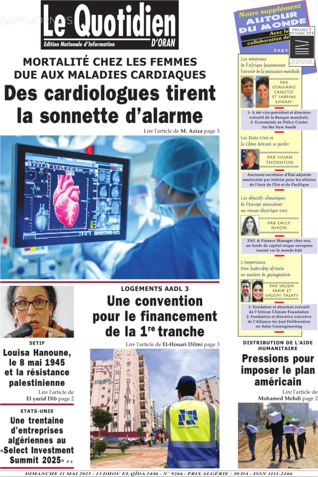 Capa jornal Le Quotidien D’Oran 2025-05-11
