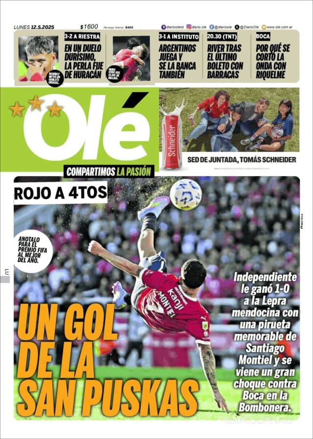 Capa jornal Olé 2025-05-12