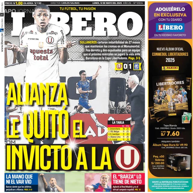 Capa jornal Líbero 2025-05-12