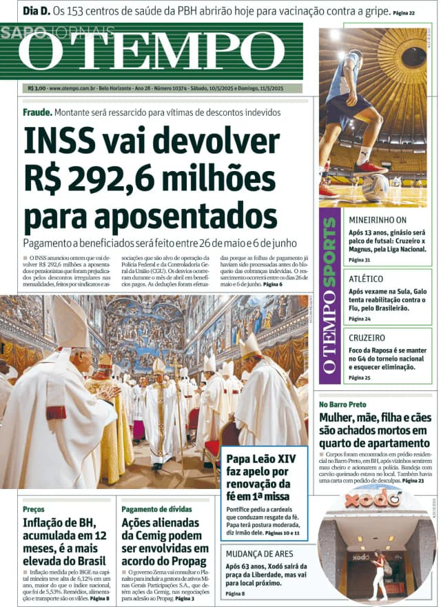 Capa jornal O Tempo 2025-05-10
