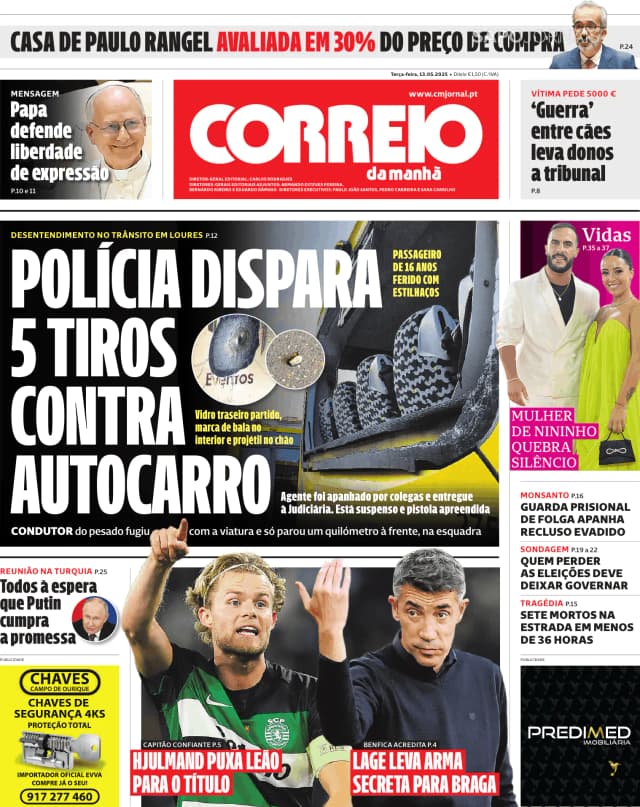Capa jornal Correio da Manhã 2025-05-13
