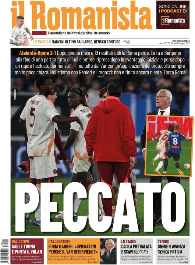 Capa jornal Il Romanista 2025-05-13