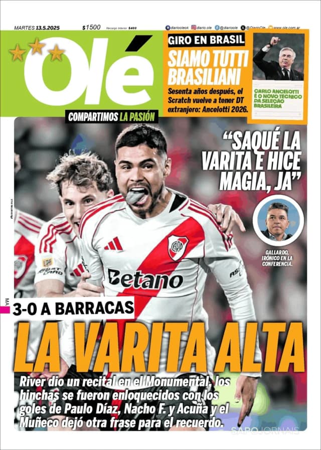 Capa jornal Olé 2025-05-13