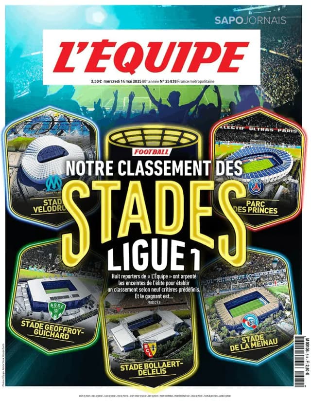 Capa jornal L'Équipe 2025-05-14
