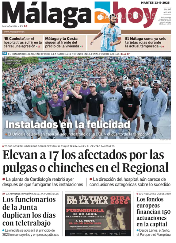 Capa jornal Málaga Hoy 2025-05-13