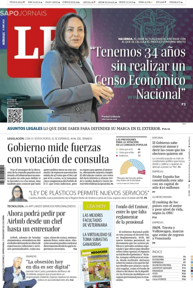 Capa jornal La Republica 2025-05-14