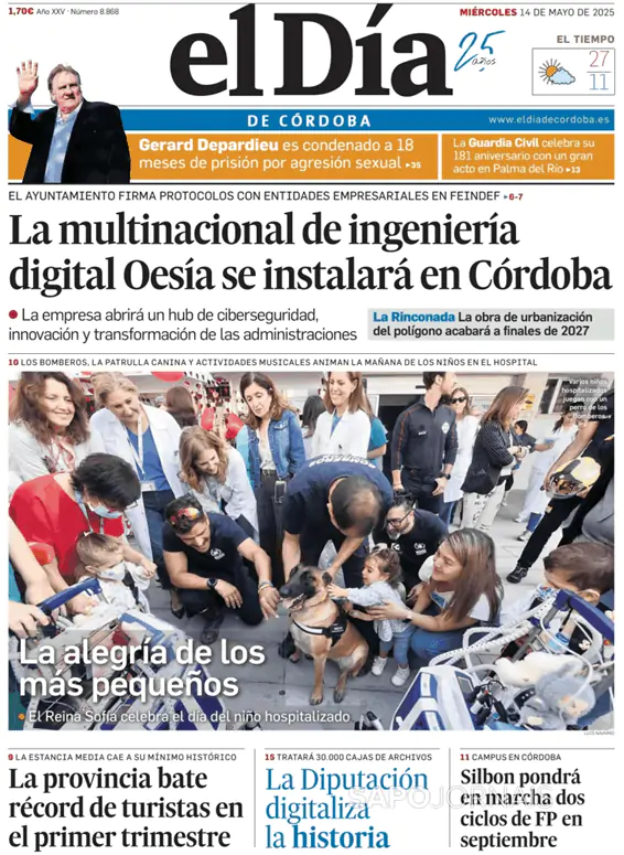 Capa jornal El Día de Córdoba 2025-05-14