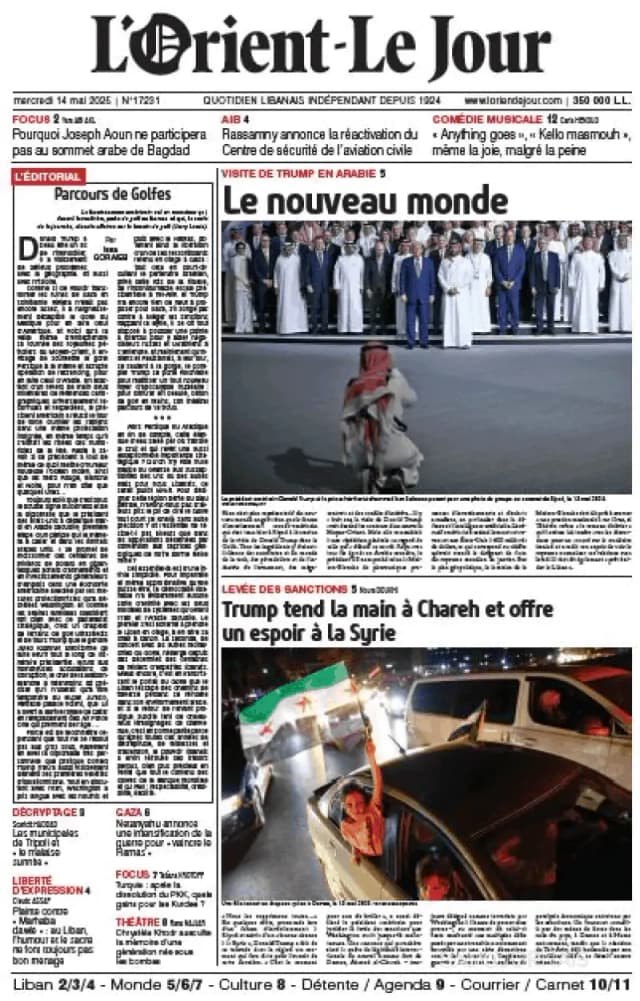 Capa jornal L'orient le jour 2025-05-14