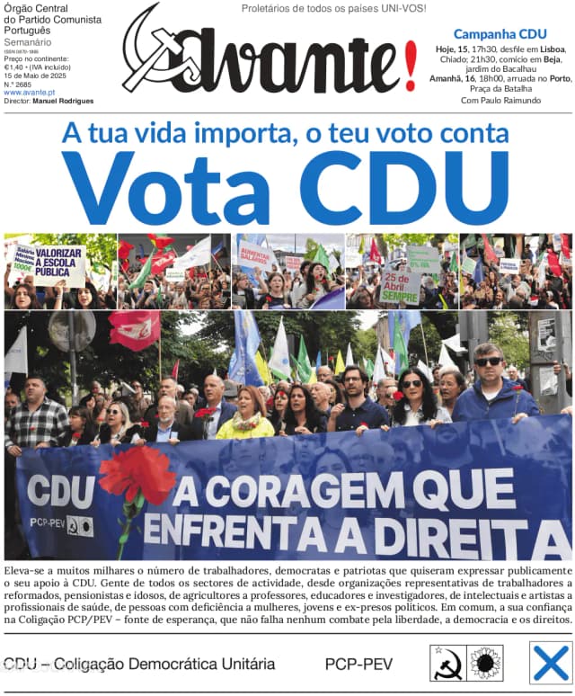 Capa jornal Avante! 2025-05-14