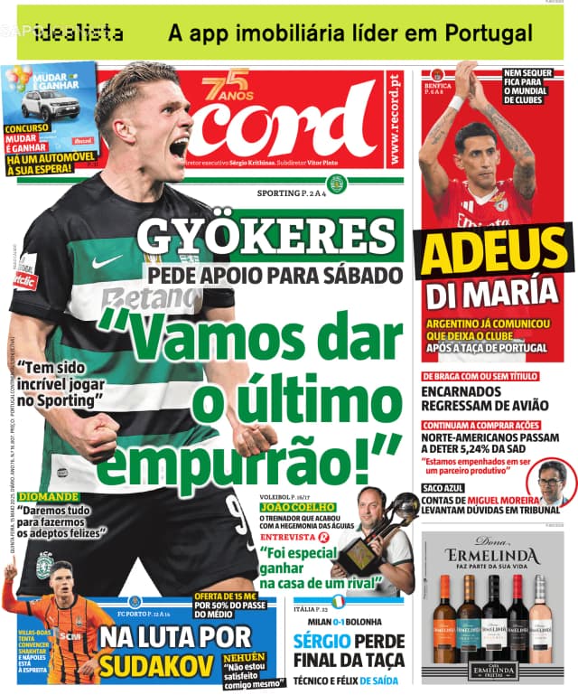 Capa jornal Record 2025-05-15