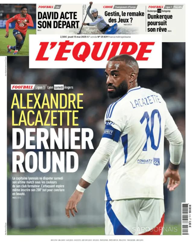 Capa jornal L'Équipe 2025-05-15