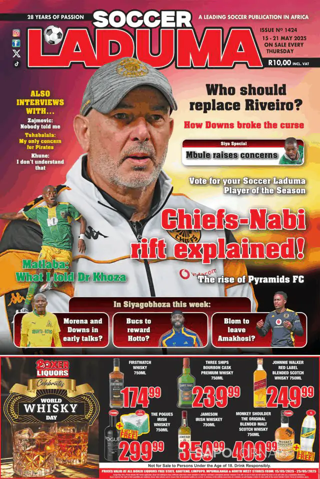 Capa jornal Soccer Laduma 2025-05-15