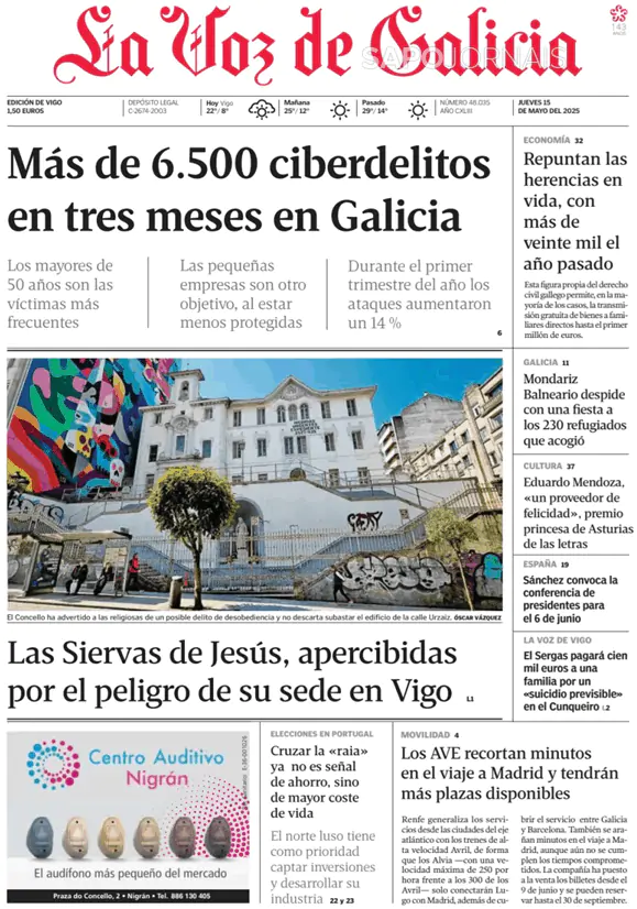 Capa jornal La Voz de Galicia 2025-05-15