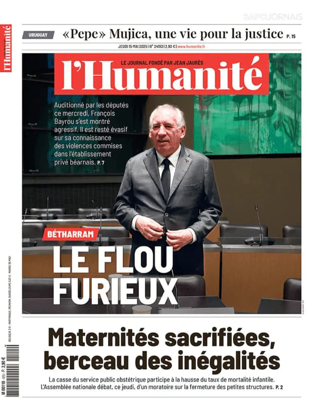 Capa jornal L'Humanité 2025-05-15