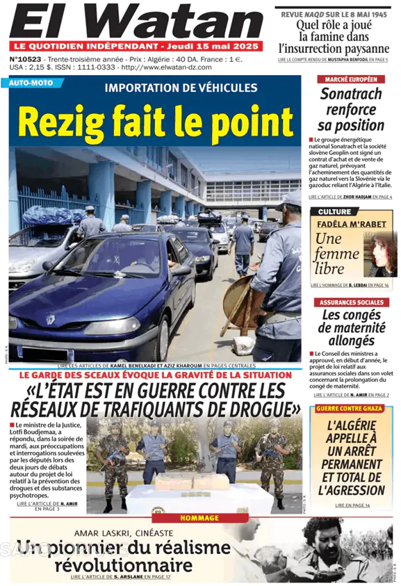 Capa jornal El Watan 2025-05-15