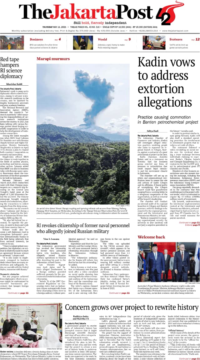 Capa jornal The Jakarta Post 2025-05-15