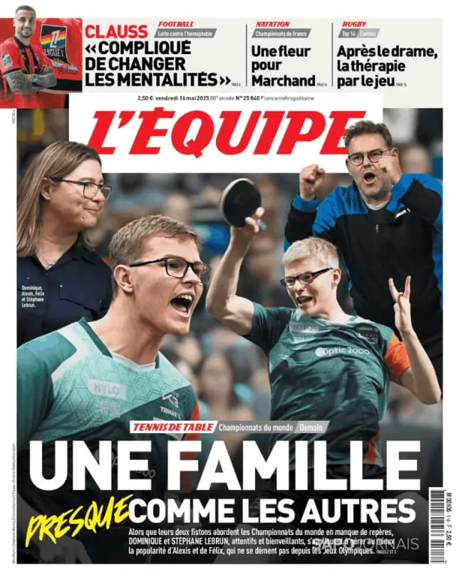 Capa jornal L'Équipe 2025-05-16