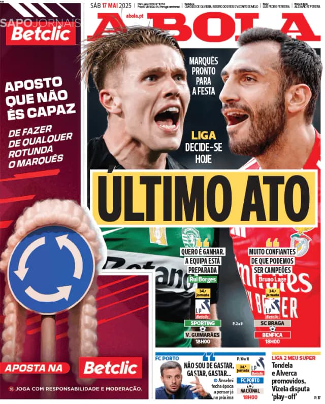 Capa jornal A Bola 2025-05-17