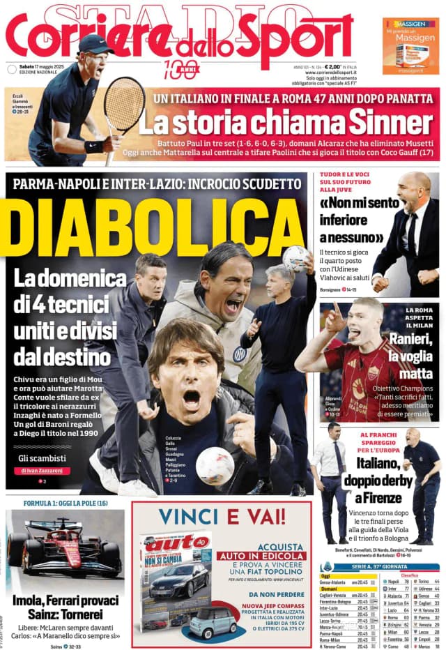 Capa jornal Corriere dello Sport 2025-05-17