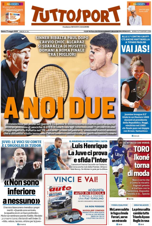 Capa jornal Tuttosport 2025-05-17