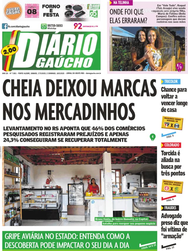 Capa jornal Diário Gaúcho 2025-05-17