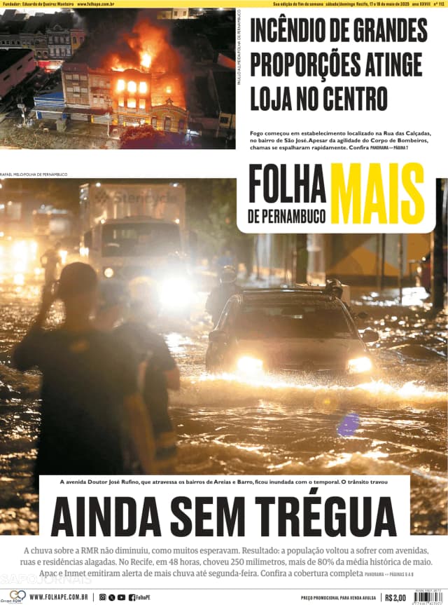 Capa jornal Folha de Pernambuco 2025-05-17